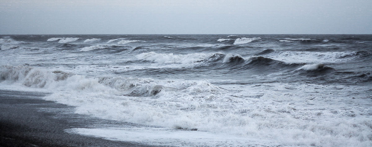 Winter storm waves on Seaton beach, Devon.