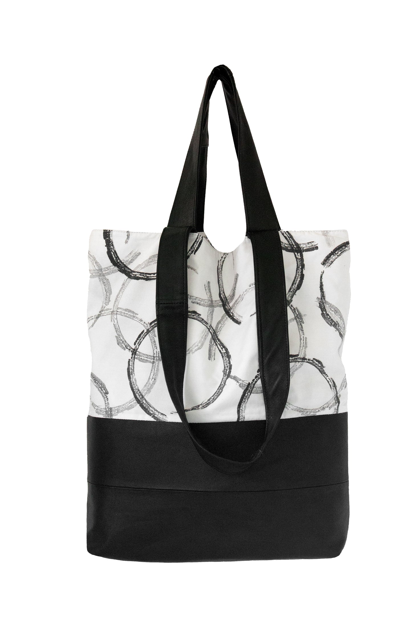 Reclaimed leather and cotton Tyre tote bag