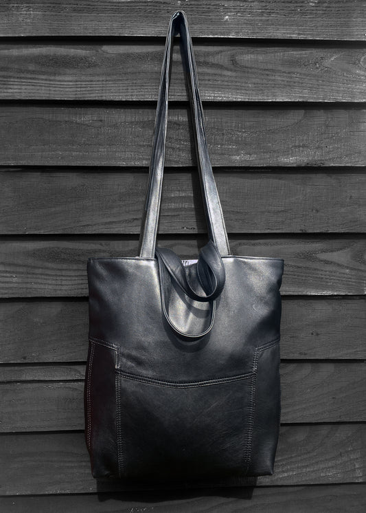 Reclaimed leather Air Filter tote bag