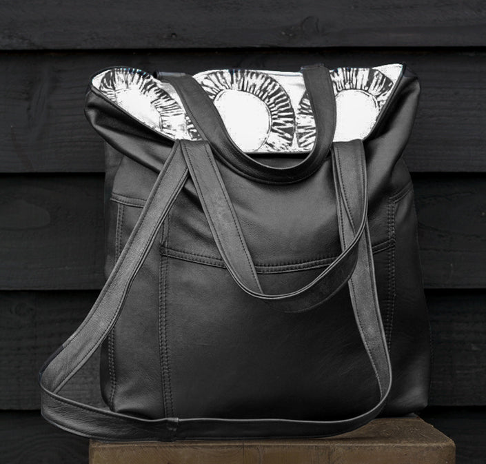 Lined leather 2025 tote bag